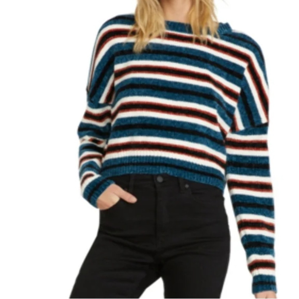 Women’s Volcom Velour Striped Cropped Sweater